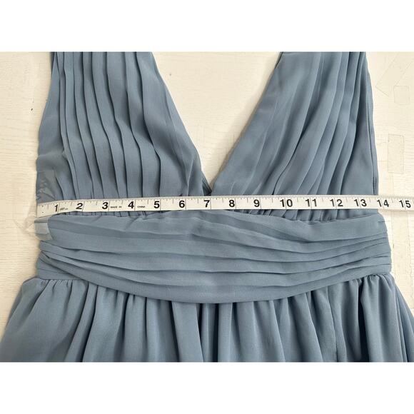 Lulus New! Light Blue Maxi Dress V-Neck Side Slit Cocktail Formal Wedding S - Picture 7 of 9